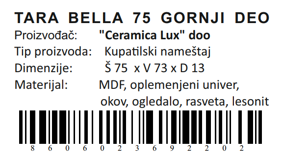 TARA BELLA GORNJI DEO 75