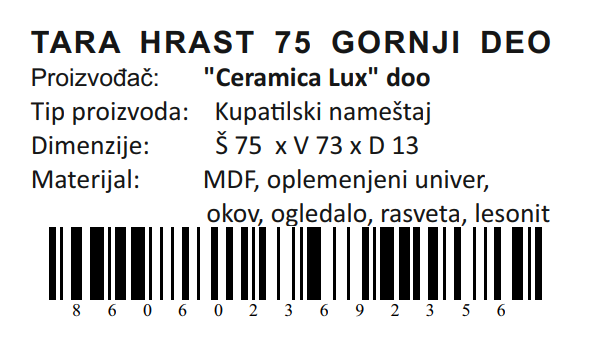 TARA HRAST GORNJI DEO 75