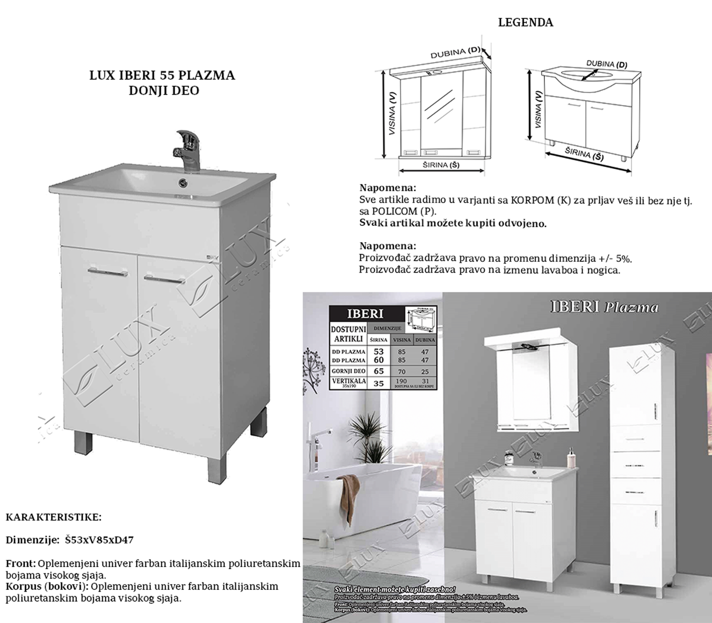 LUX IBERI 55 PLAZMA DONJI DEO