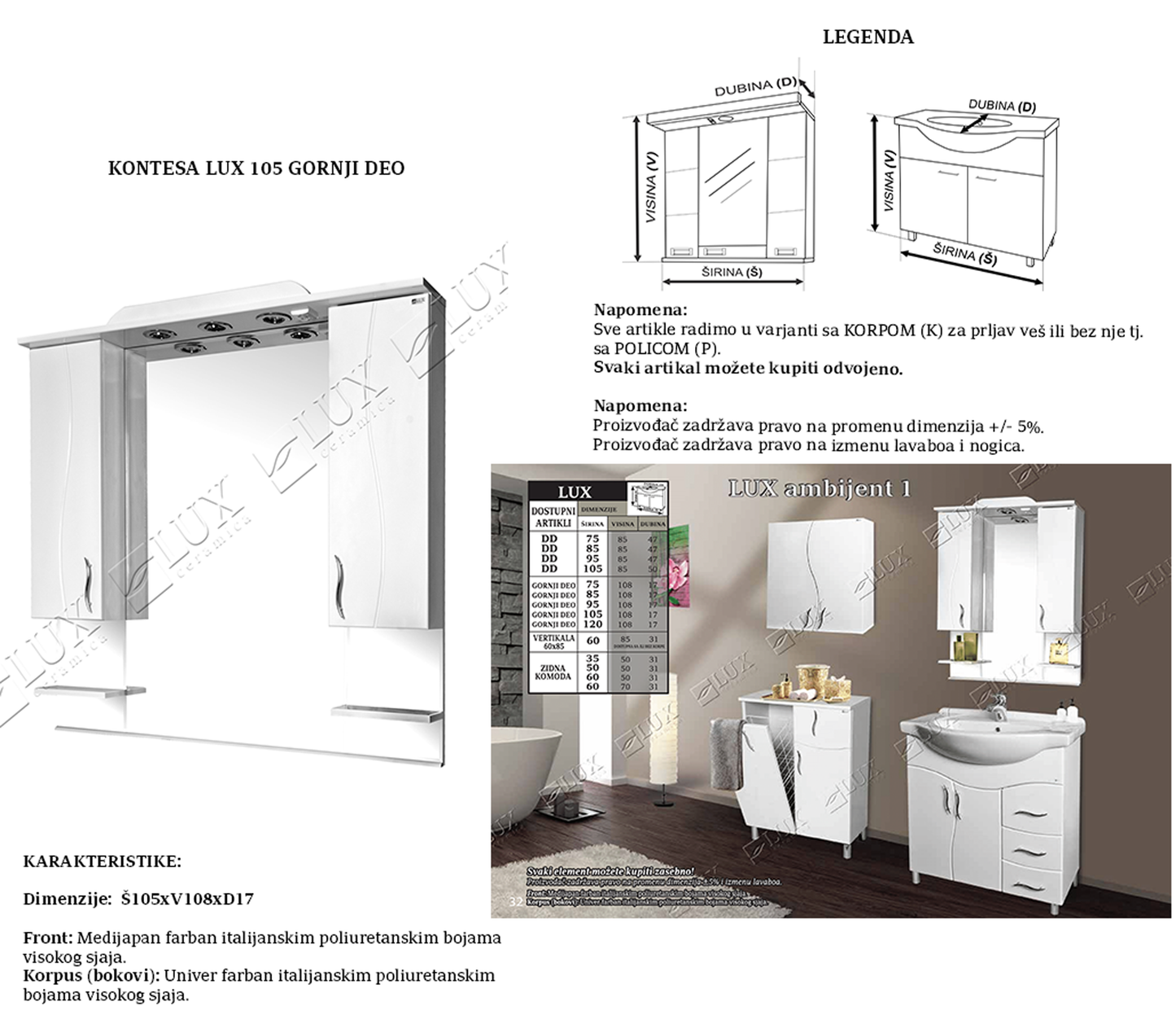 KONTESA LUX 105 GORNJI DEO