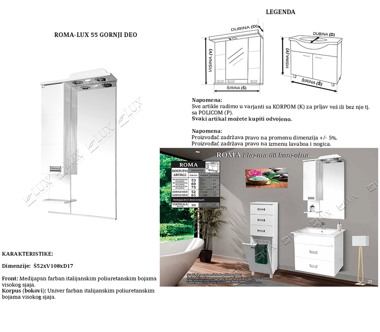 ROMA-LUX 55 GORNJI DEO