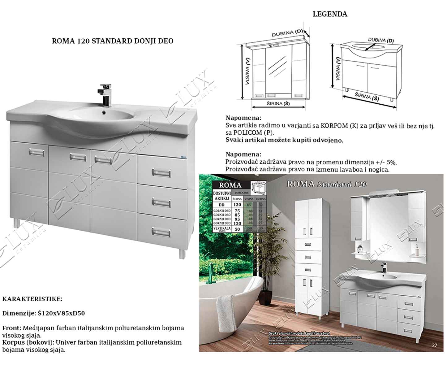 ROMA 120 STANDARD DONJI DEO